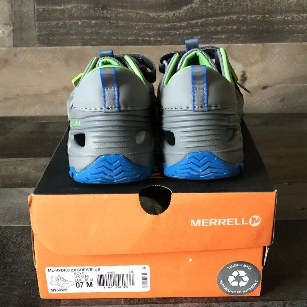Merrell youth Hydro 2.0 water shoes sandals in original box gray green